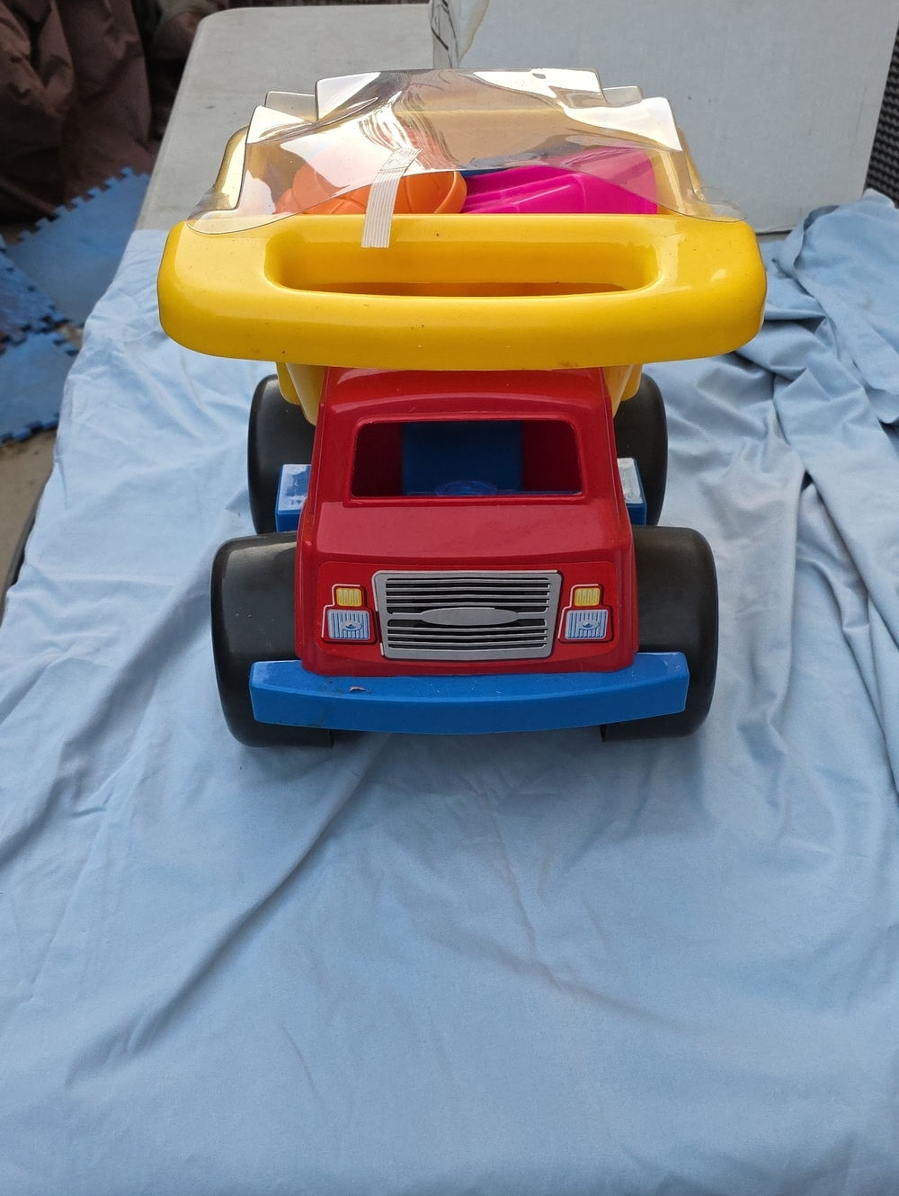 Bright Red and Yellow Toddler Dump Truck Toy - Durable Play Vehicle